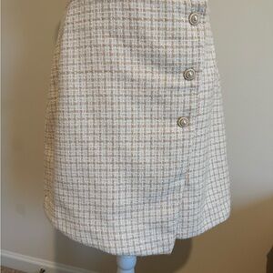Marc New York Cream and Tan Plaid A-Line Skirt